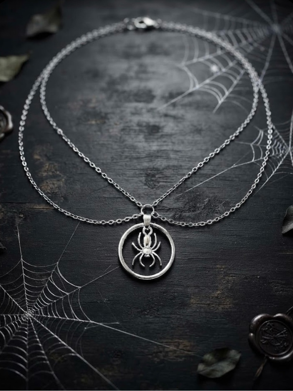 Hand Crafted Spider Pendant Layered Necklace